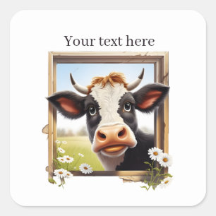 Funny cow lovers customizable square sticker