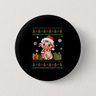 funny cow lovers cute cow santa hat ugly christmas 6 cm round badge