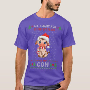 Funny Cow lovers Cute Cow Santa Hat Ugly Christmas T-Shirt