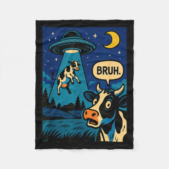 Funny Cow Meme Ufo Alien Zoo Boys Girls Kids  Fleece Blanket (Front)