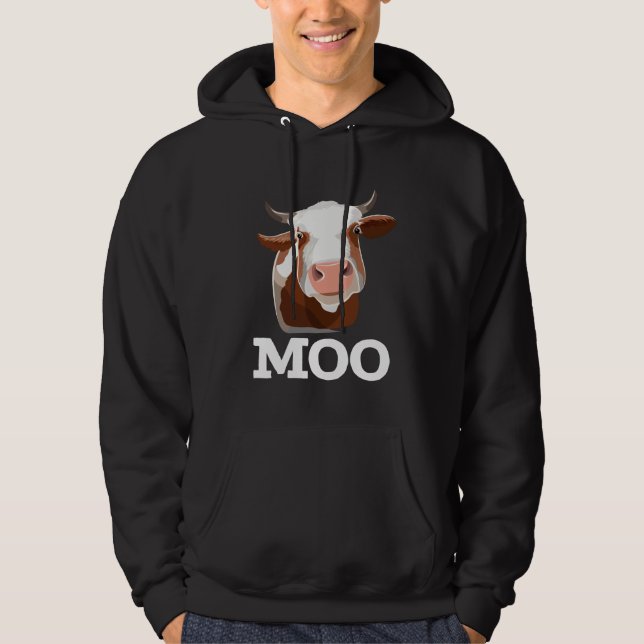 Funny Cow Moo Farm Animal Humour Hoodie (Front)