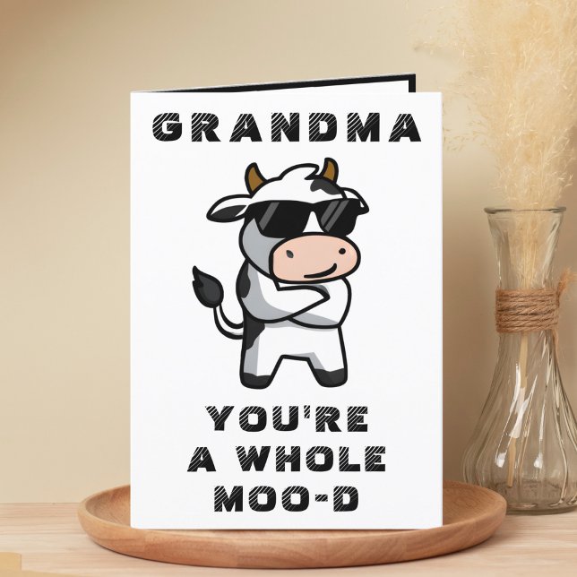 Funny Cow Moo Mood Grandmother Happy Birthday Thank You Card (Funny Cow Moo Mood Grandmother Happy Birthday Thank You Card)