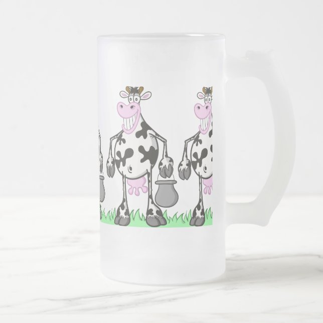 FUNNY COW "MUG" FROSTED GLASS BEER MUG (Right)