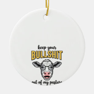 Funny Cow Pasture Vintage Shirt Design_1 Ceramic Tree Decoration
