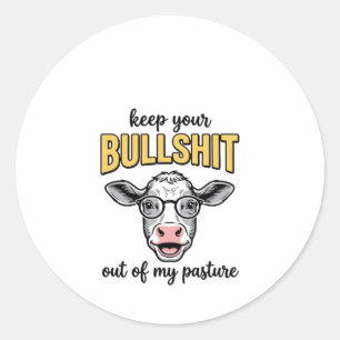 Funny Cow Pasture Vintage Shirt Design_1 Classic Round Sticker