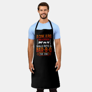 funny cow pig chicken bbq party word  apron