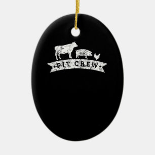 Funny Cow Pig Chicken Lovers Gift Funny BBQ Love Ceramic Tree Decoration
