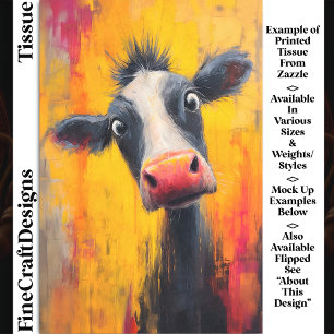 Funny Cow Portrait in Bold Colours DZ4R Decoupage Tissue Paper