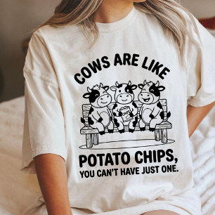 Funny Cow Potato Chip Joke Farm Animal Humour Tri-Blend Shirt