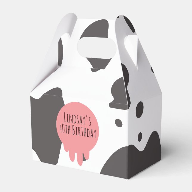 Funny Cow Print Adult Party 40th Birthday     Favour Box (Front Side)