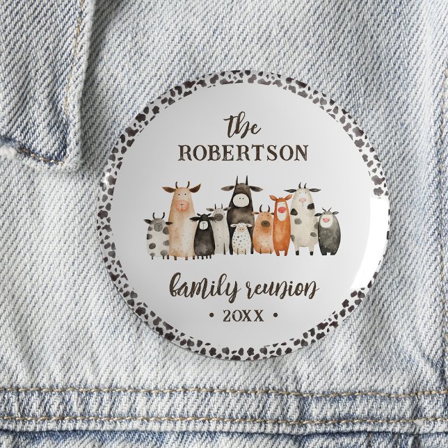 Funny Cow Print Country Family Reunion 6 Cm Round Badge (Creator Uploaded)