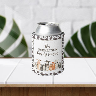 Funny Cow Print Country Family Reunion Can Cooler
