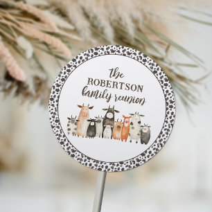 Funny Cow Print Country Family Reunion Classic Round Sticker