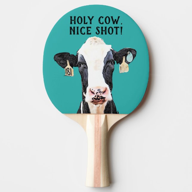 Funny Cow Pun Nice Shot Holstein Dairy Animal Ping Pong Paddle (Front)