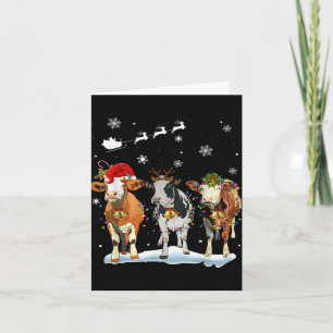 Funny Cow Santa Merry Christmas Xmas Lights Pajama Card