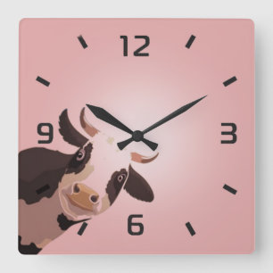 Funny cow square wall clock