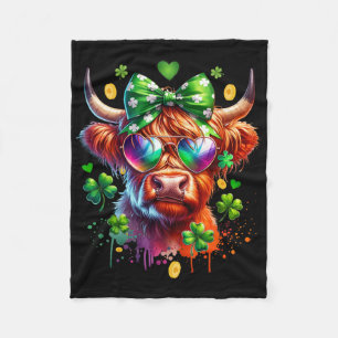 Funny Cow St Patricks Day Fleece Blanket