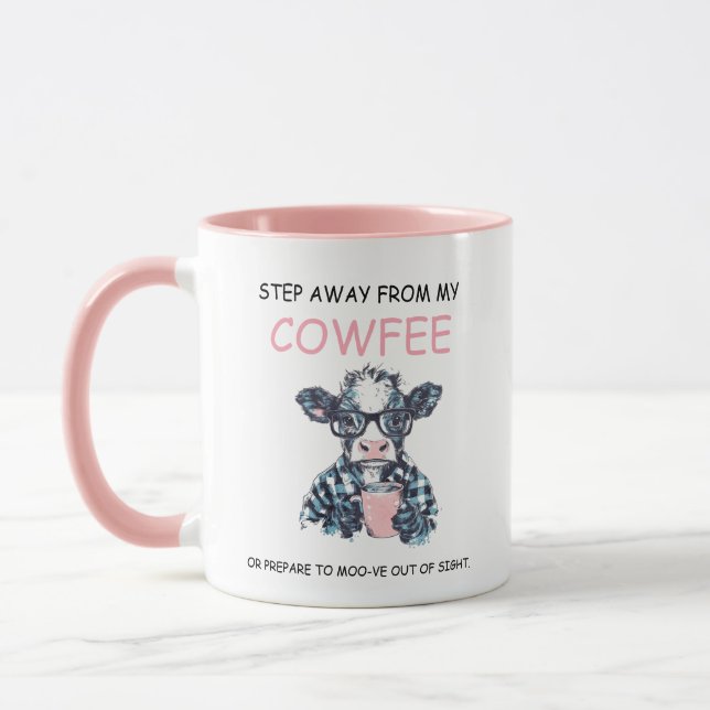 Funny Cow Touch My Coffee, I’ll slap you  Mug (Left)