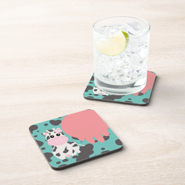  Funny Cow Udder Cartoon Pattern Pink  Coaster (Right Side)