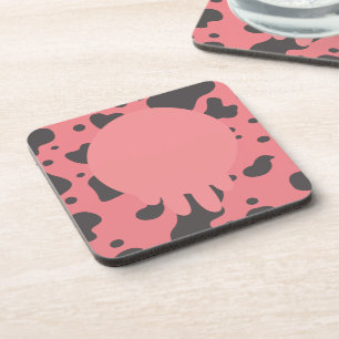 Funny Cow Udder Pattern Pink Beverage Coaster