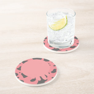 Funny Cow Udder Pattern Pink Coaster