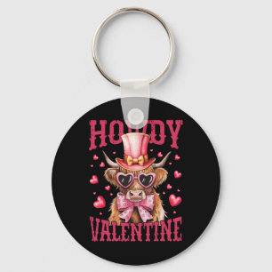 Funny Cow Valentine Cute Western Heart Sungles Key Ring