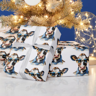 Funny Cow Wearing Sunglasses  Wrapping Paper