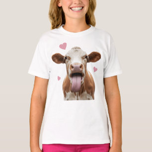 Funny Cow with Tongue Out – Cute Farm Animal Love  T-Shirt