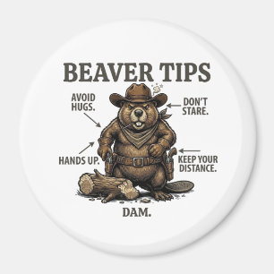 Funny Cowboy Beaver Tips Wild West Vintage Magnet