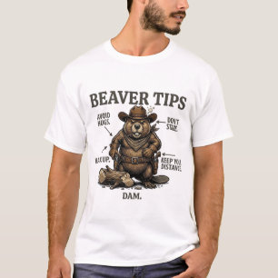 Funny Cowboy Beaver Tips Wild West Vintage T-Shirt