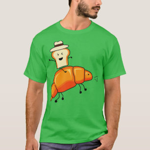 Funny Cowboy Bread Toast Riding Croissant Horse  T-Shirt