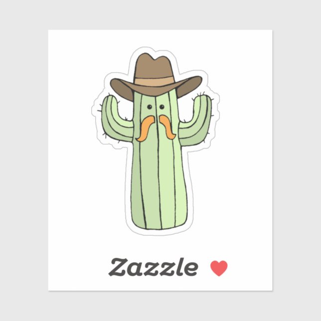 Funny Cowboy Cactus Laptop Sticker (Sheet)