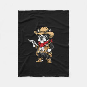 Funny Cowboy Dog Buttered Your Last Biscuit Design Fleece Blanket