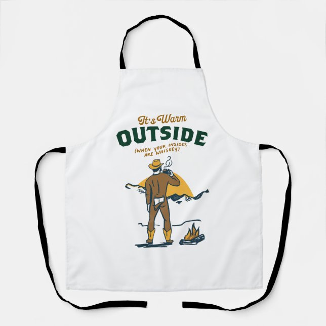Funny Cowboy Drinking Whiskey Apron (Front)