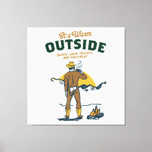 Funny Cowboy Drinking Whiskey Canvas Print