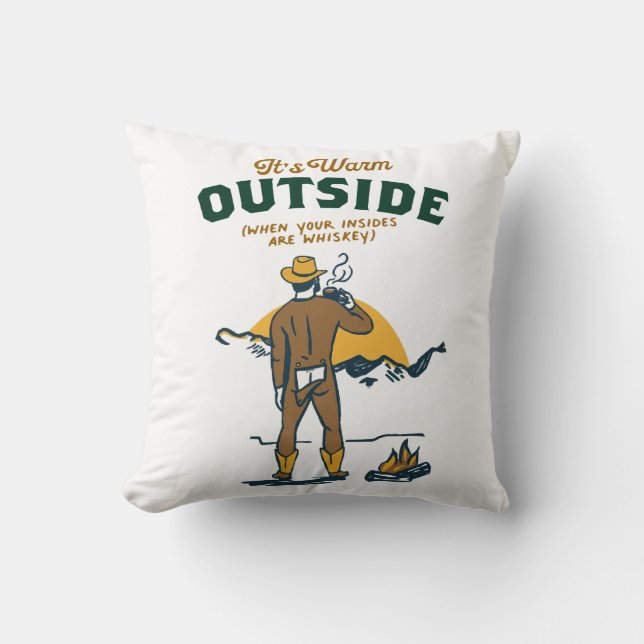 Funny Cowboy Drinking Whiskey Cushion (Front)