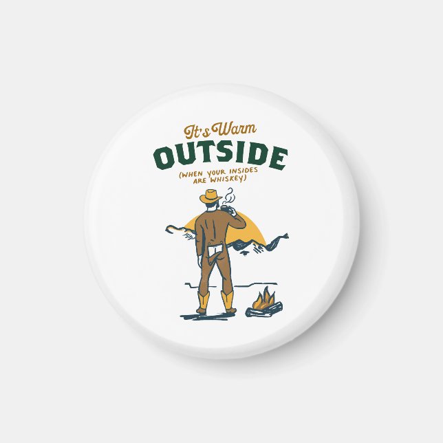 Funny Cowboy Drinking Whiskey Magnet (Front)