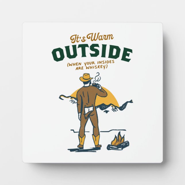 Funny Cowboy Drinking Whiskey Plaque (Front)