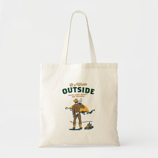 Funny Cowboy Drinking Whiskey Tote Bag (Front)
