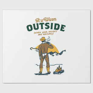 Funny Cowboy Drinking Whiskey Wrapping Paper