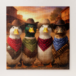 Funny Cowboy Duck Puzzle Western Duck Art