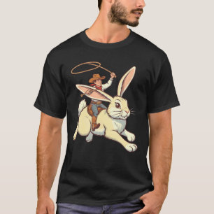 Funny Cowboy Easter Bunny Retro Vintage Western Ho T-Shirt