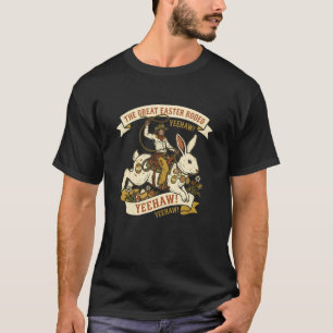 Funny Cowboy Easter Bunny Retro Vintage Western Ho T-Shirt