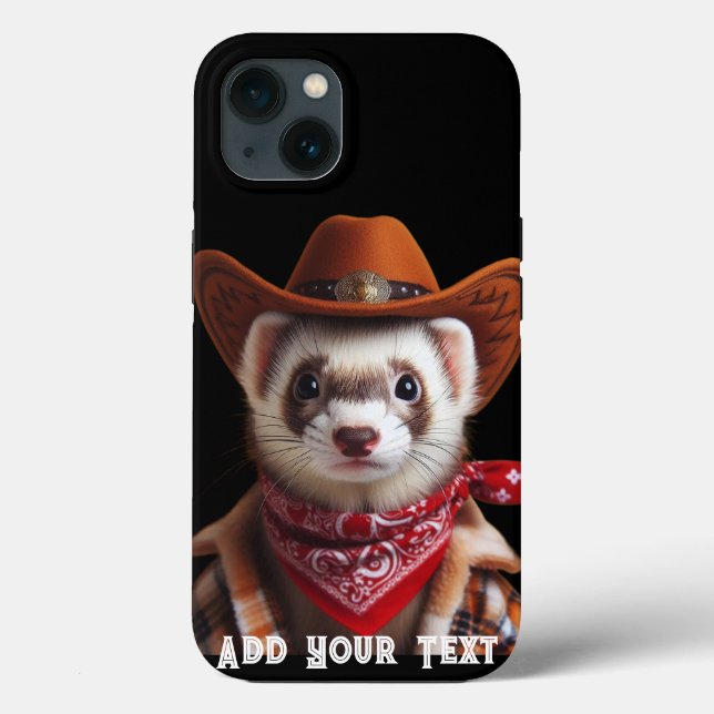 Funny Cowboy Ferret Western Style Case-Mate iPhone Case (Back)