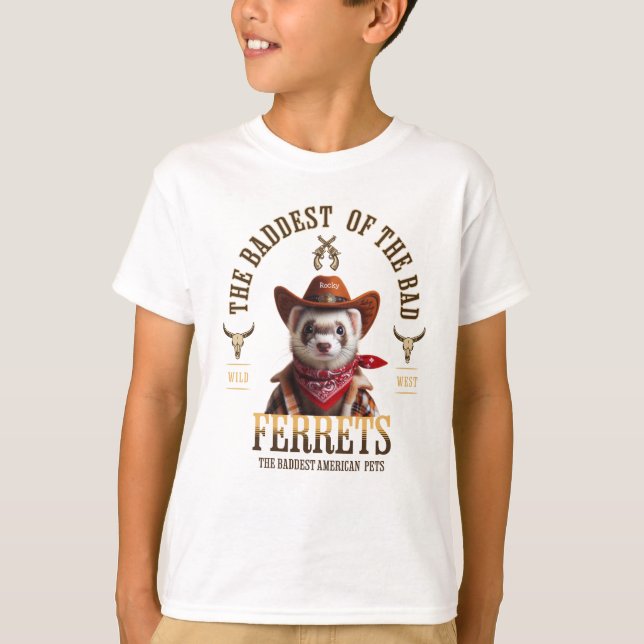 Funny Cowboy Ferret Western Style T-Shirt (Front)