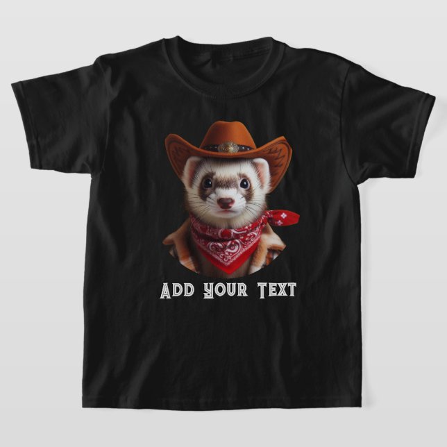 Funny Cowboy Ferret Western Style T-Shirt (Laydown)