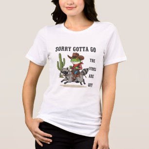 Funny Cowboy Frog T-Shirt – Racoon Rider Retro Tri-Blend Shirt