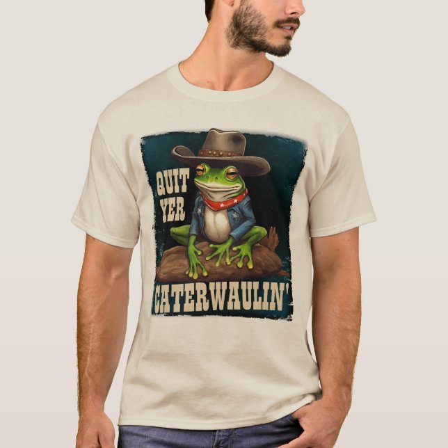 Funny cowboy frog western caterwaulin personalised T-Shirt (Front)