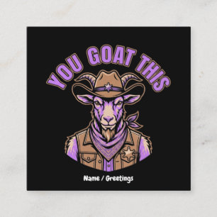 Funny Cowboy Goat Motivational Pun Western Design Square Business Card