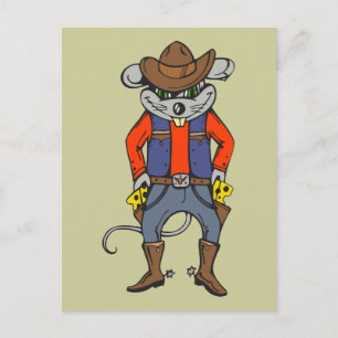 Funny Cowboy Mouse Postcard